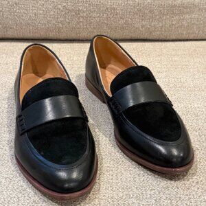 Madewell Penny Loafers in Suede and Leather - True Black, Size 6